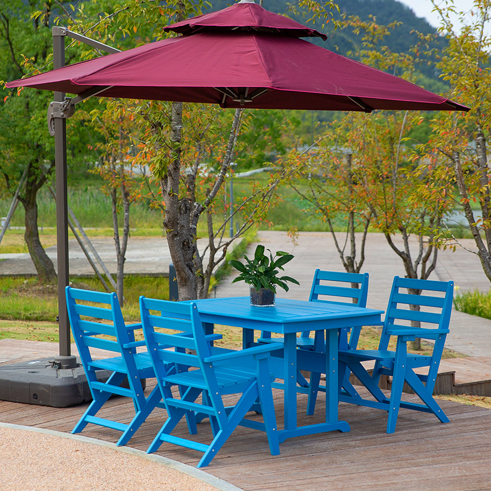 Set Makan Kerusi Makan HDPE Perabot Luar Biru